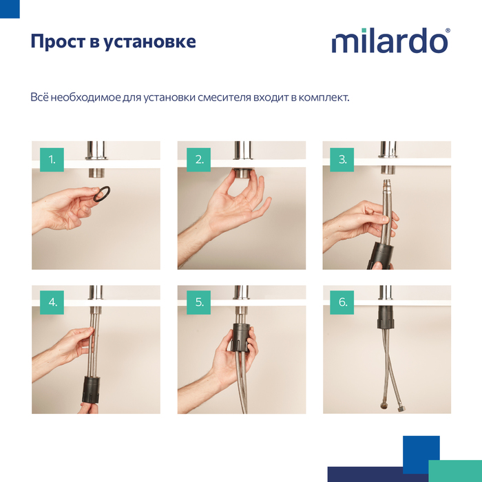 картинка Смеситель Milardo Meal для кухни, хром, M03SB00M05 от магазина Ваша Сантехника
