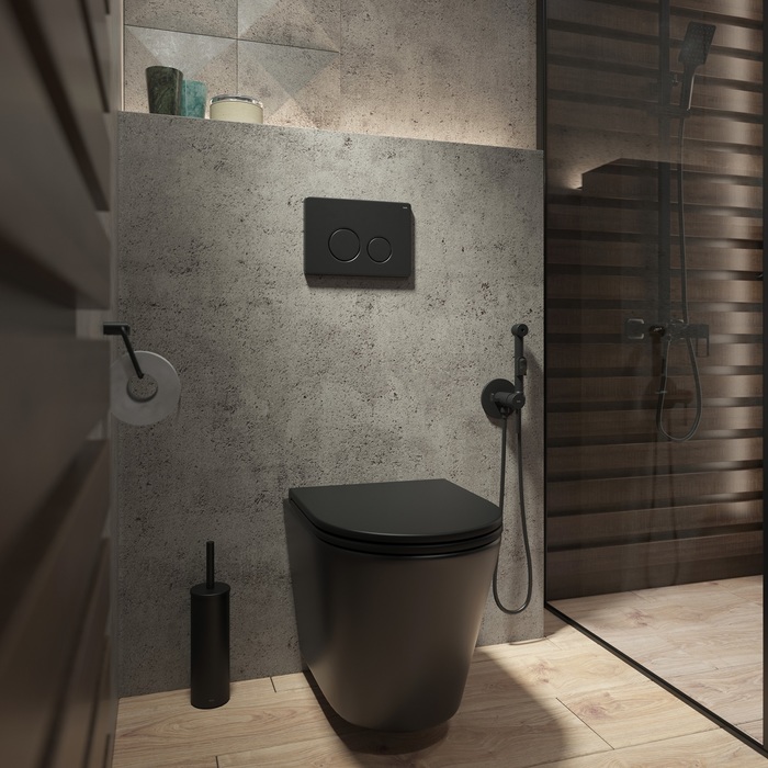 картинка Клавиша смыва IDDIS Unisteel, чёрная, UNS01MBi77 от магазина Ваша Сантехника