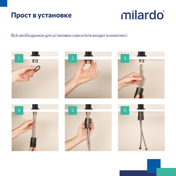 картинка Смеситель Milardo Meal для кухни, черный матовый, M01BLL0M05 от магазина Ваша Сантехника