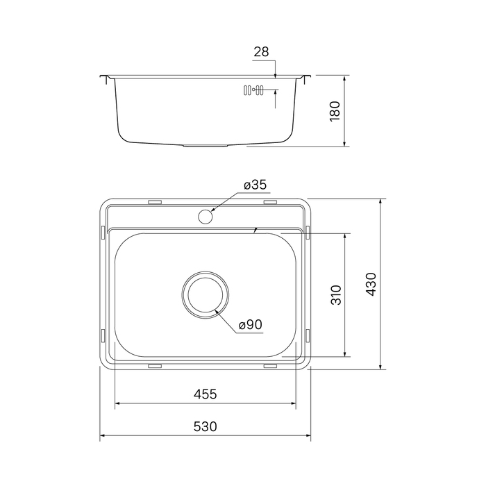картинка Мойка IDDIS Basic 530*430 нержавеющая сталь, полированная, BAS53P0i77 от магазина Ваша Сантехника