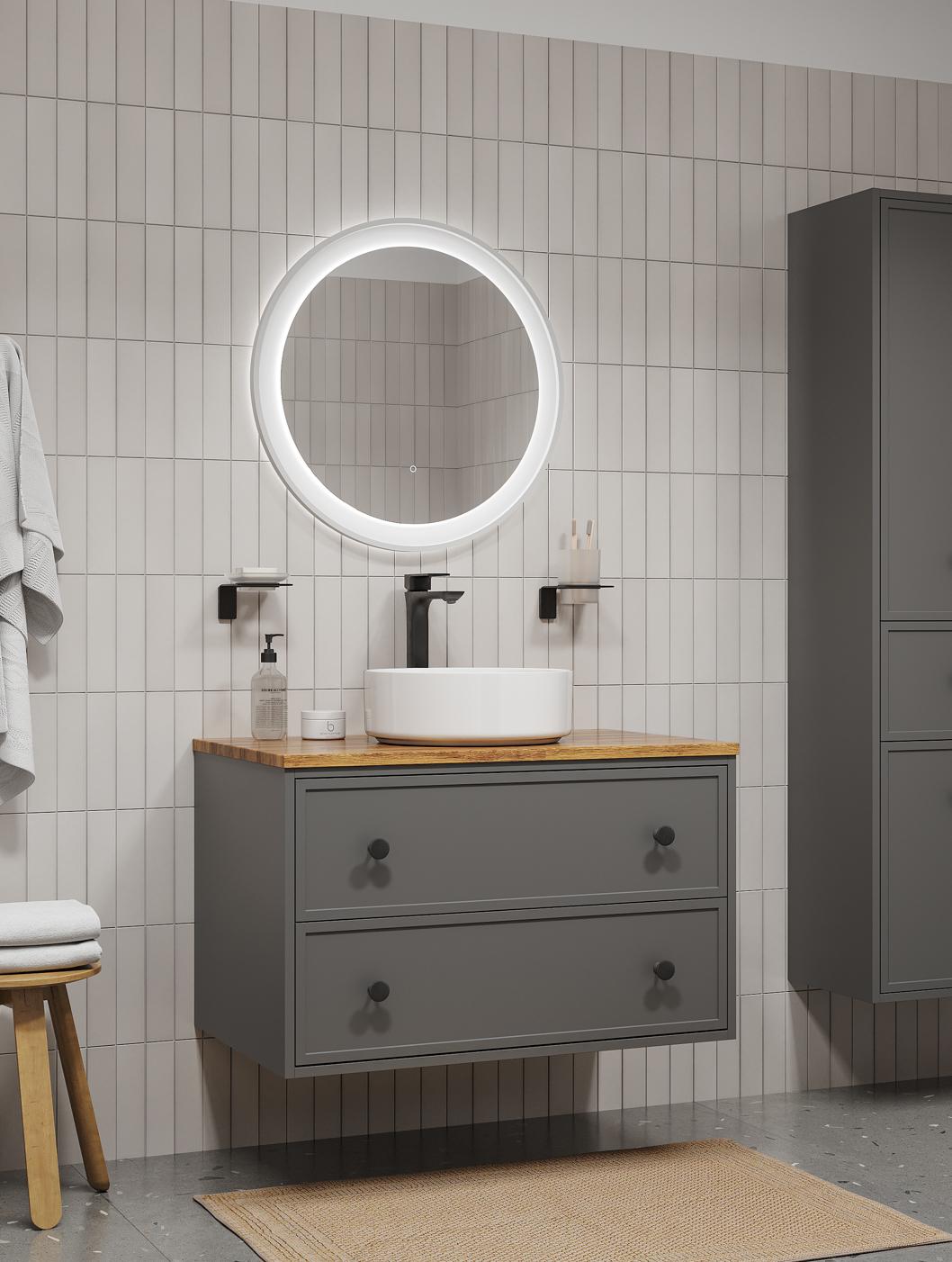картинка Мебель для ванной комнаты IDDIS Torr 80, со столешницей, темно-серая от магазина Ваша Сантехника