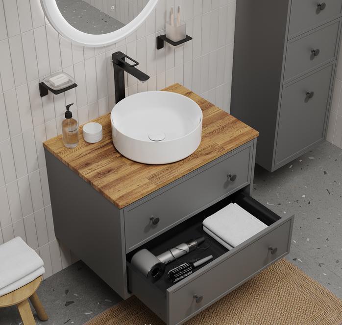 картинка Мебель для ванной комнаты IDDIS Torr 70, со столешницей, темно-серая от магазина Ваша Сантехника